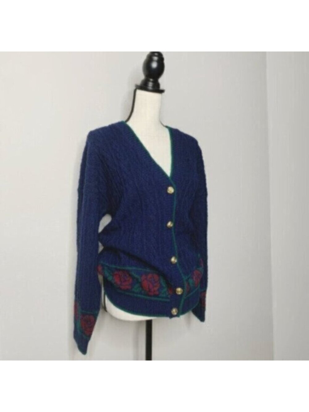Lauren Ralph Lauren Rare Vintage Cable Cardigan Sweater With Gold Buttons - Picture 5 of 17